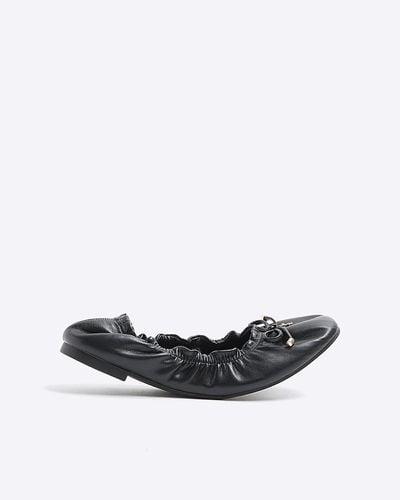 River Island Black Elasticated Ballet Shoes - White