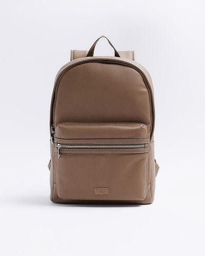 River Island Brown Faux Leather Rucksack