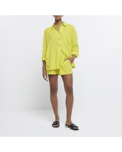 River Island Shorts With Linen - Yellow