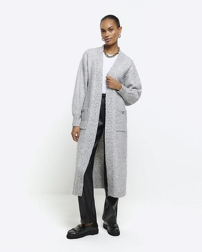 River Island Grey Longline Cozy Cardigan - White