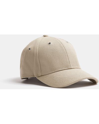 River Island Beige Canvas Embroidered Cap - Natural