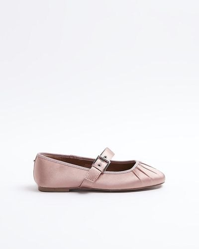 River Island Pink Pleated Mary Jane Ballet Court Shoes
