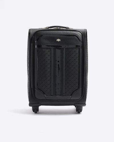 River Island Embossed Ri Monogram Suitcase - Black