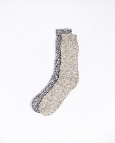 River Island Navy Knit Boot Socks Multipack - White
