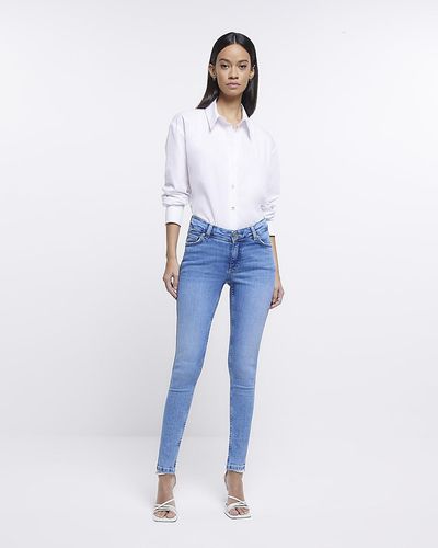 River Island Blue Low Rise Skinny Jeans
