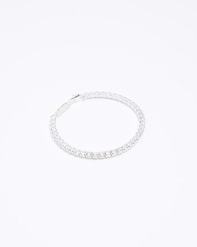 River Island Silver Plated Diamante Bracelet - White
