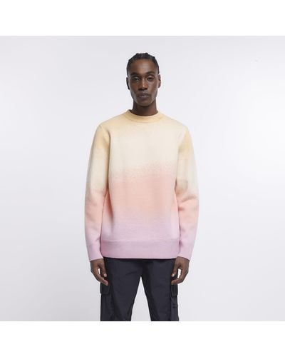 River Island Pink Regular Fit Knitted Ombre Jumper