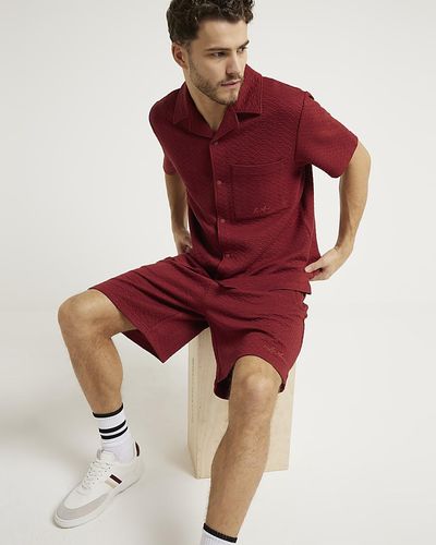 River Island Rust Regular Fit Quilted Shorts - Red