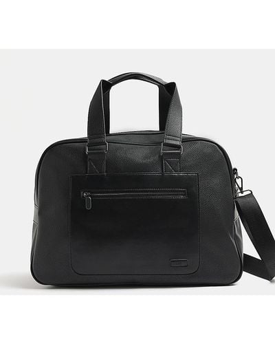 River Island Black Faux Leather Holdall - White