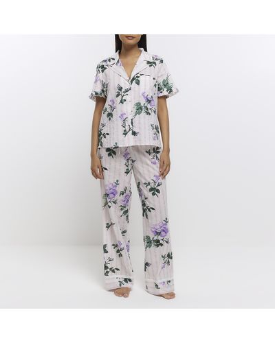 River Island Pink Print Pyjama Trousers - Grey