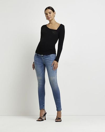 River Island Mid Rise Skinny Jeans - Blue