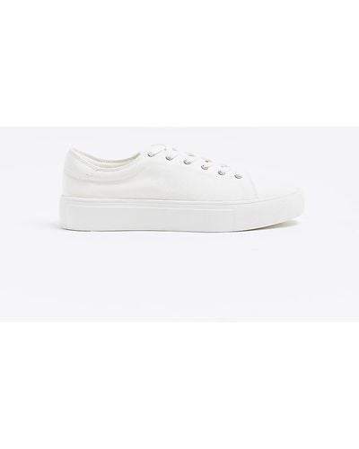 River Island Lace Up Canvas Sneakers - White