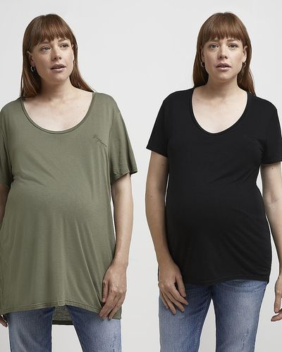 River Island Khaki Nursing Maternity T-shirt Multipack - Green