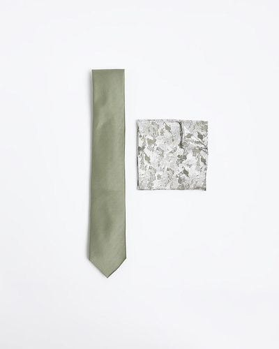 River Island Green Tie And Hank Set - White