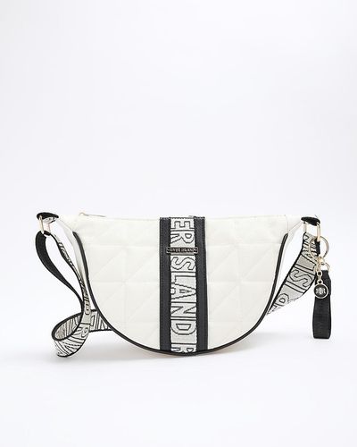River Island Cream Webbing Quilted Cross Body Bag - White