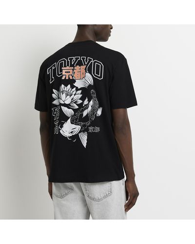 River Island Graphic Tokyo T-shirt - Black