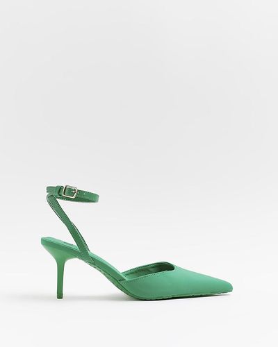 River Island Green Pointed Heeled Court Shoes