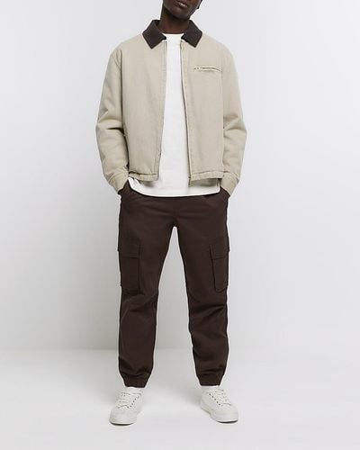 River Island Washed Cargo joggers - Natural