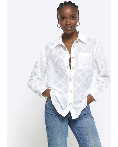 River Island White Textured Quilted Shirt