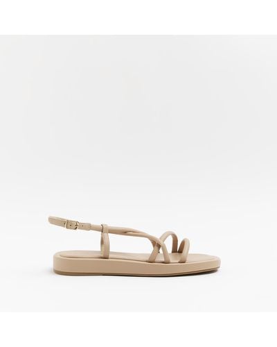 River Island Wide Fit Strappy Sandals - Natural