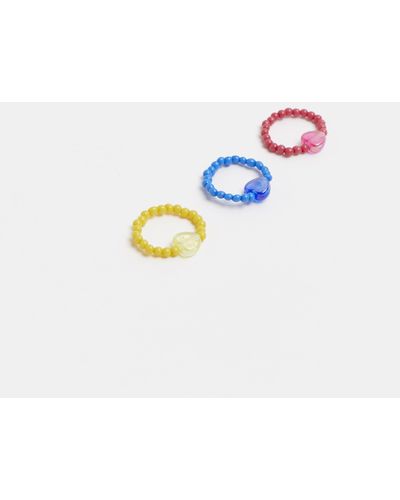 River Island Pink Beaded Ring Multipack - Blue
