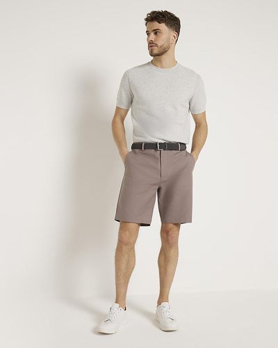 River Island Purple Slim Fit Chino Shorts - Natural