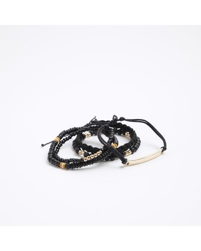 River Island 5pk Beaded Bracelets - Black