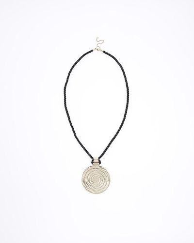 River Island Black Circle Pendant Necklace - Metallic