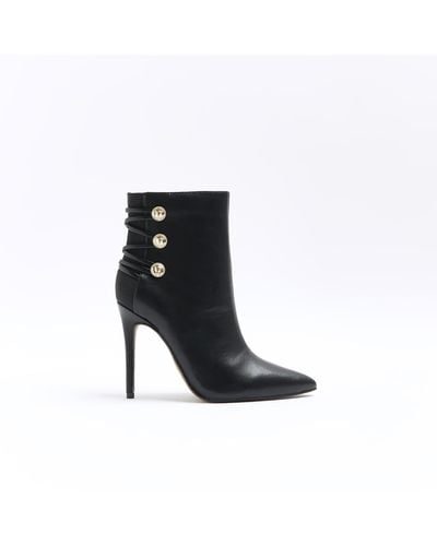 River Island Tied Up Heeled Boots - Black