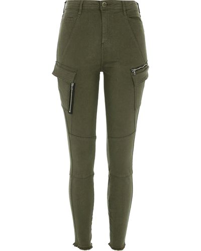 River Island Khaki Green Skinny Combat Trousers