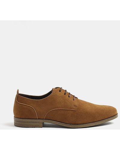River Island Brown Wide Fit Suedette Derby Shoes