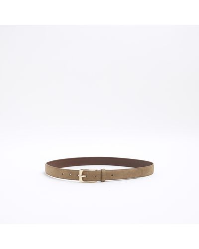River Island Beige Faux Leather Suede Belt - Brown