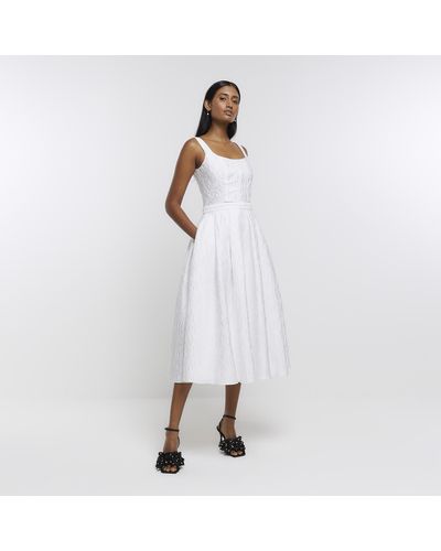 River Island White Midi Prom Dress