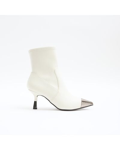 River Island Toe Cap Heeled Ankle Boots - White