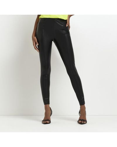 River Island Black Faux Leather Skinny Trousers