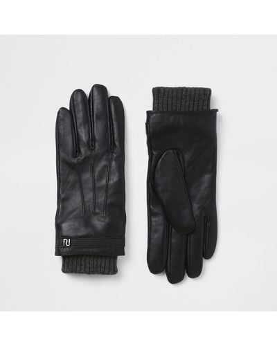 River Island Leather Lined Gloves - Black