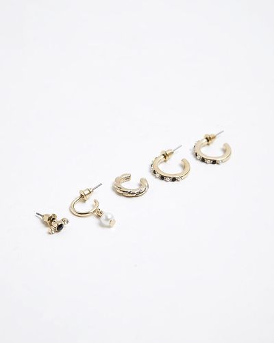 River Island Gold Colour Pearl Earrings Multipack - White