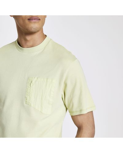 River Island Pastel Tech Green Nylon Pocket T-shirt - Yellow