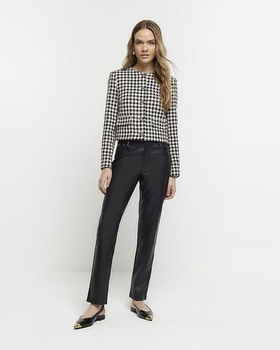 River Island Black Faux Leather Straight Pants