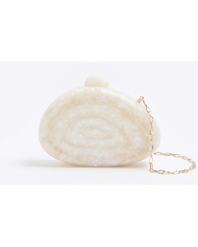 River Island Cream Hard Shell Clutch Bag - White