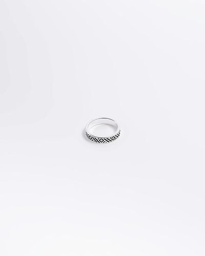 River Island Plated Engraved Band Ring - White