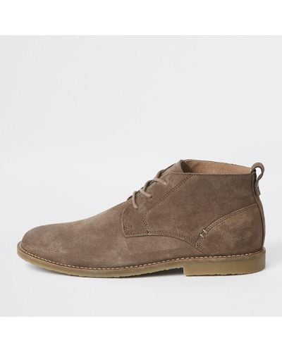 River Island Suede Eyelet Chukka Boots - Brown