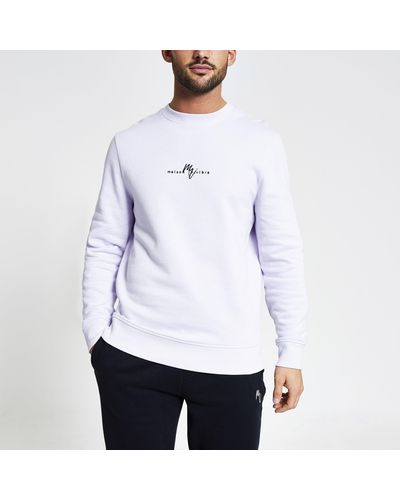 River Island Maison Riviera Purple Slim Fit Sweatshirt - White