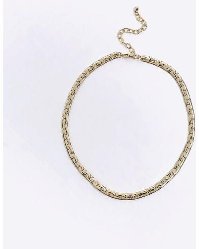 River Island Flat Chain Necklace - Metallic