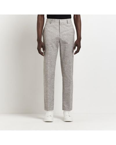 River Island Textured Suit Pants - Grey