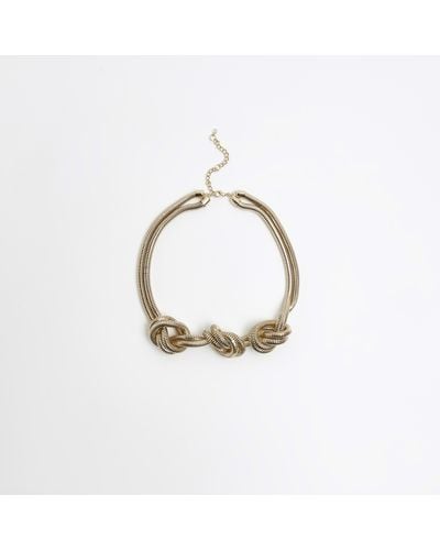 River Island Knot Snake Chain Choker - White