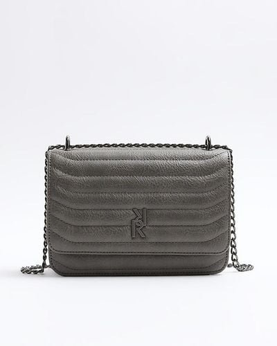 River Island Gray Quilted Chain Shoulder Bag