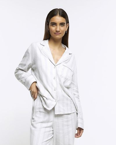 River Island Stripe Pyjama Shirt - White
