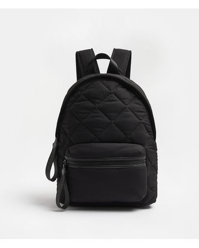 River Island Black Nylon Weave Puffer Backpack