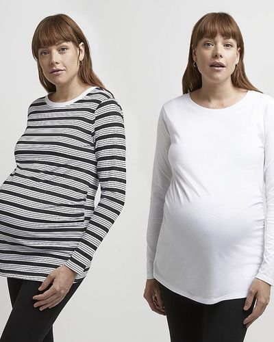 River Island White Maternity Long Sleeve T-shirt Multipack